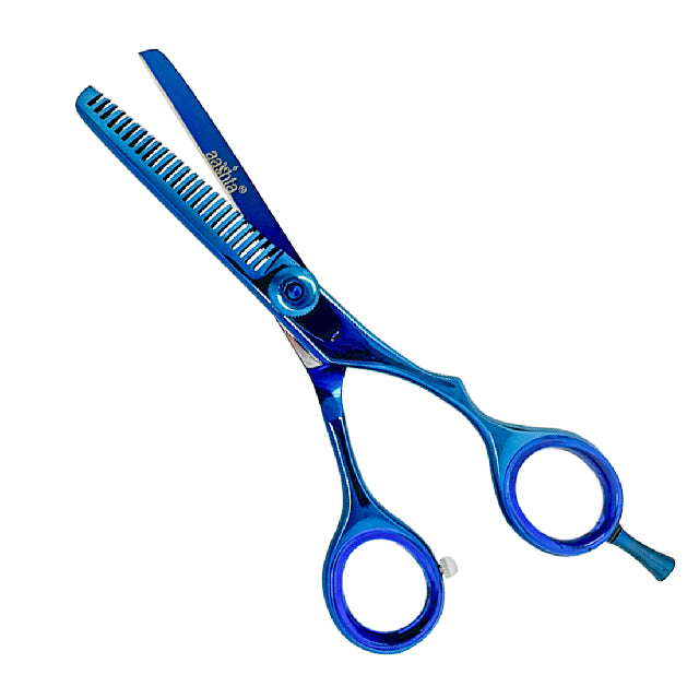 Combo Tijeras Aashta 5.5" Titanio Azul PICBSK-64