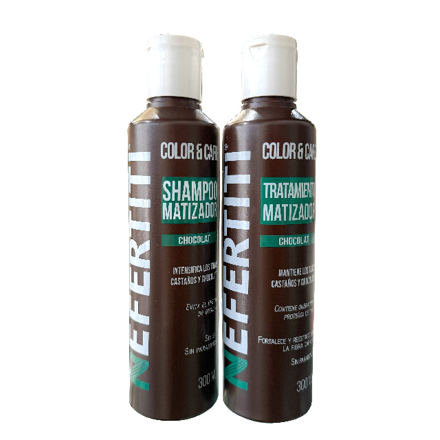 Combo Matizador Nefertiti Chocolate Shampoo y Tratamiento