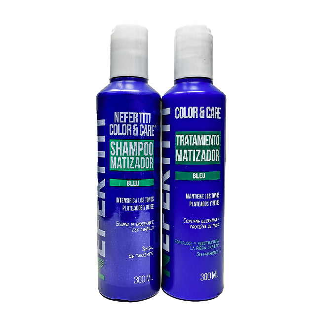Combo Matizador Nefertiti Bleu Shampoo y Tratamiento