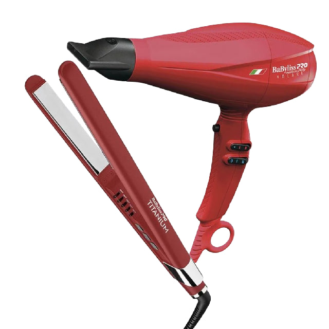 Combo Babyliss Secadora y Plancha Volare Roja