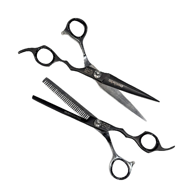 Combo Tijeras Astoria Negro y Plata 7" 3012-NEPLATA