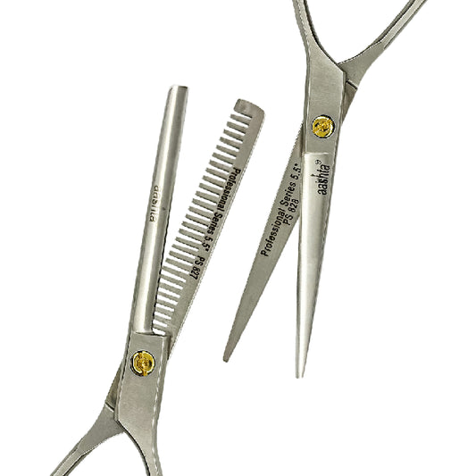 Combo Tijeras Aashta 5.5" Acero Plata Picbsk-63