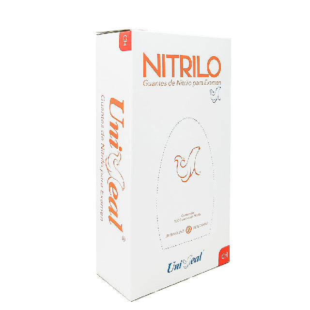 Caja Guante Uniseal Nitrilo Naranja Chico 100Pza