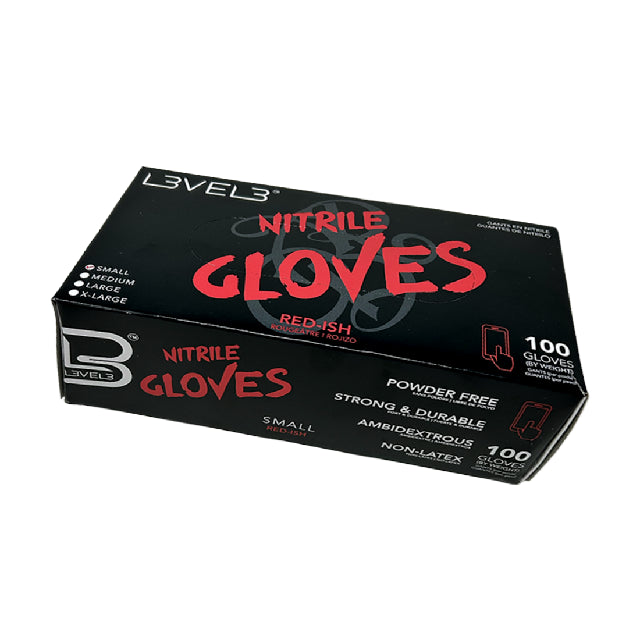 Caja Guante Level3 Nitrilo ROJO MEDIANO 100pza