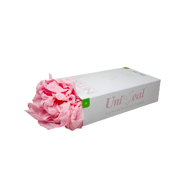 Caja Guante Uniseal Nitrilo ROSA PALIDO MEDIANO 100pza