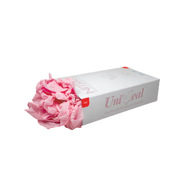 Caja Guante Uniseal Nitrilo ROSA PALIDO CHICO 100pza