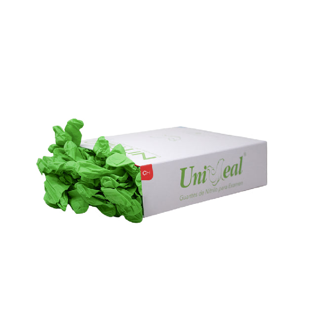 Caja Guante Uniseal Nitrilo VERDE LIMON CHICO 100pza