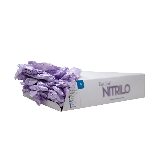 Caja Guante Uniseal Nitrilo Morado Metalico Grande 100Pza