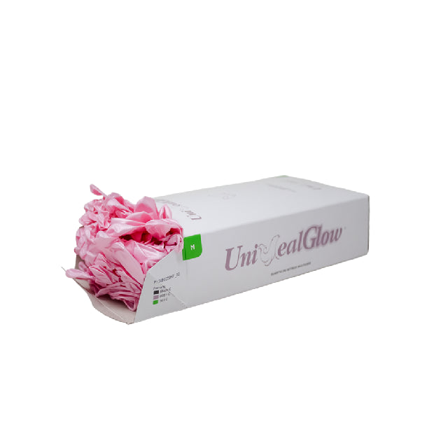 Caja Guante Uniseal Nitrilo Rosa Metalico Mediano 100Pza