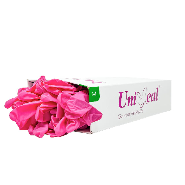 Caja Guante Uniseal Nitrilo Rosa Mediano 100Pza