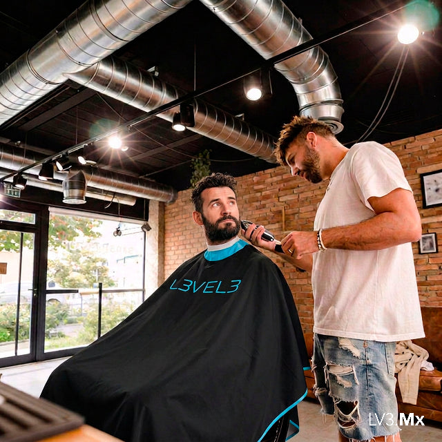 L3VEL3 CAPE WITH RUBBER NECK (BLACK W/BLUE TRIM)