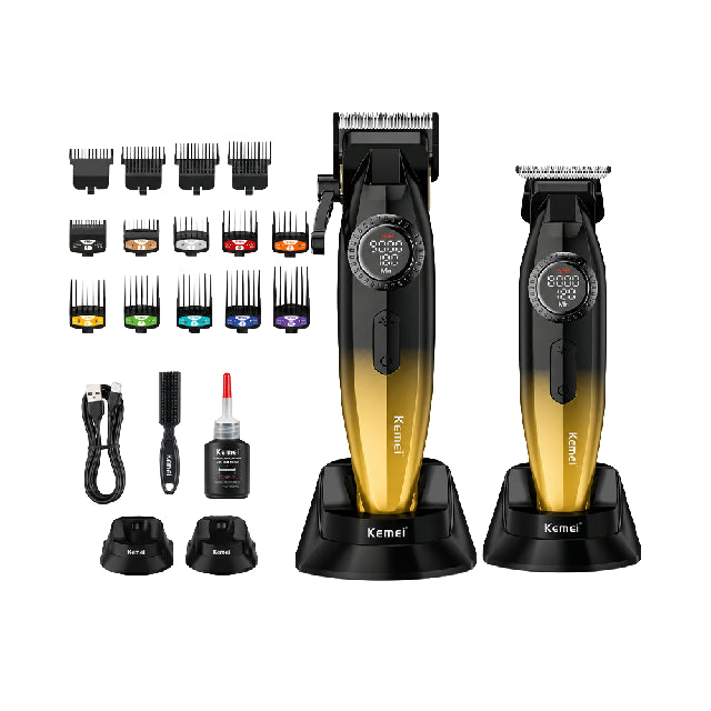 Combo Kemei Clipper y Trimmer Dorado KM-1867 + KM-1868 Emp 10