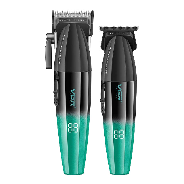 Combo VGR Clipper y Trimmer Verde Negro V-640 Emp 20