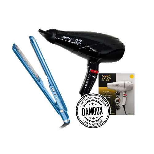 Plancha BaByliss Azul Nanotitanio 1pul BNT9557ES + DAMBOX Secadora Gama Modena Negra 2100W