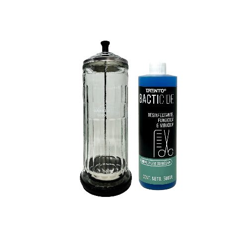 Vaso Desinfectante Lobo Barber Pro 1765-00 + Desinfectante Bacticide 500ml