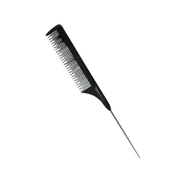 Peine Maxcare Carbon Colita De Metal Cardo 23.5Cm Negro