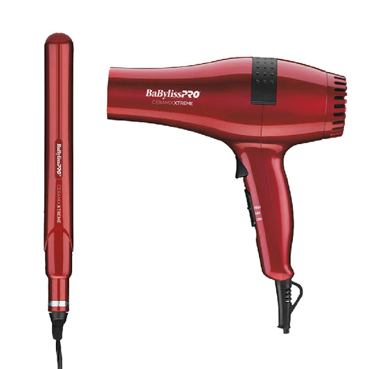 Combo Babyliss Secadora y Plancha Ceramix Xtreme Rojo