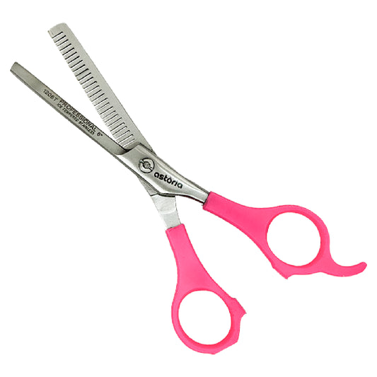 Tijera Astoria Entresacado Mango Plastico Rosa 1206T-ROSA