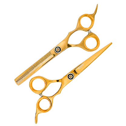 Combo Tijeras Aashta 6" Acero Dorado PICBSK-80