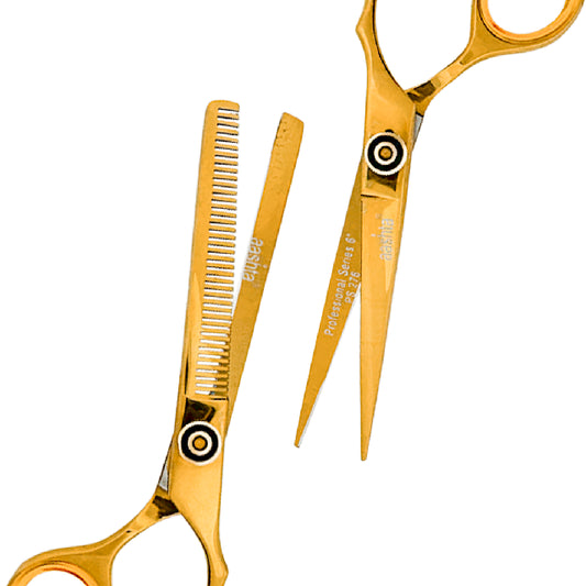 Combo Tijeras Aashta 6" Acero Dorado PICBSK-80