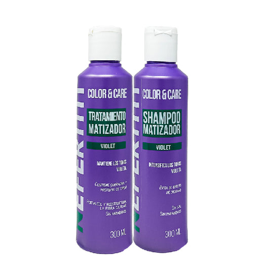 Combo Matizador Nefertiti Violet Shampoo y Tratamiento