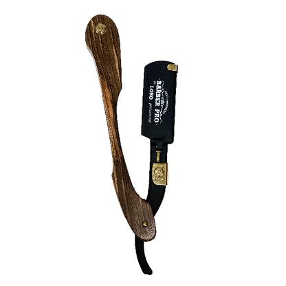 Portanavajas Lobo Barber Pro Acero Negro y Madera 1757-00