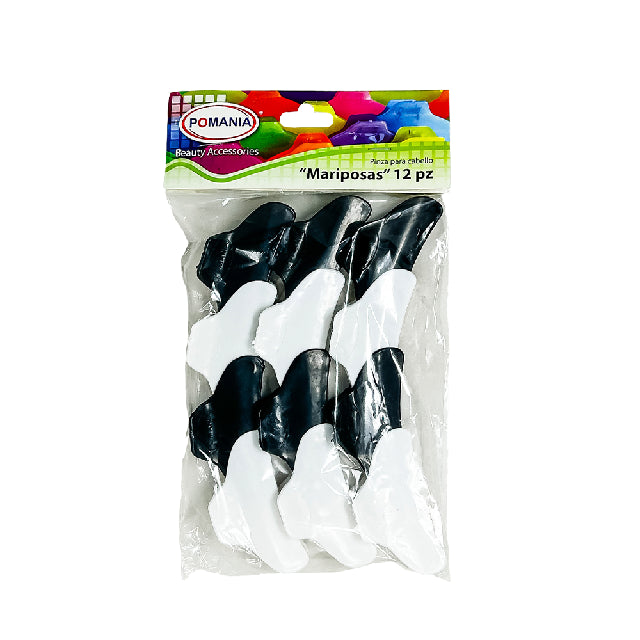 Pinza Mariposa Pomania NEGRO BLANCO 12pza