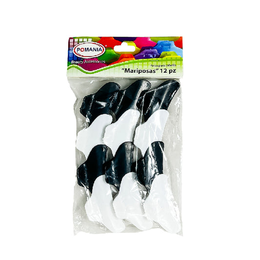 Pinza Mariposa Pomania NEGRO BLANCO 12pza
