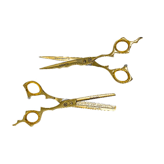 Combo Tijeras Trento Acero Japones Dorado 6" 152461