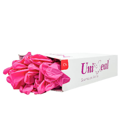 Caja Guante Uniseal Nitrilo ROSA CHICO 100pza