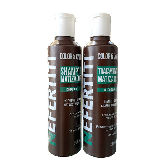 Combo Matizador Nefertiti Chocolate Shampoo Y Tratamiento