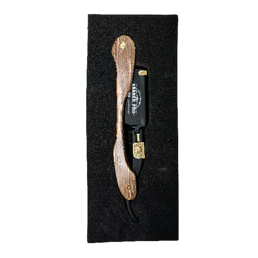 Portanavajas Lobo Barber Pro Acero Negro Y Madera 1757-00