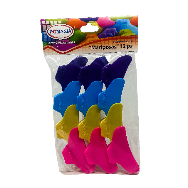 Pinza Mariposa Pomania Colores 12Pza