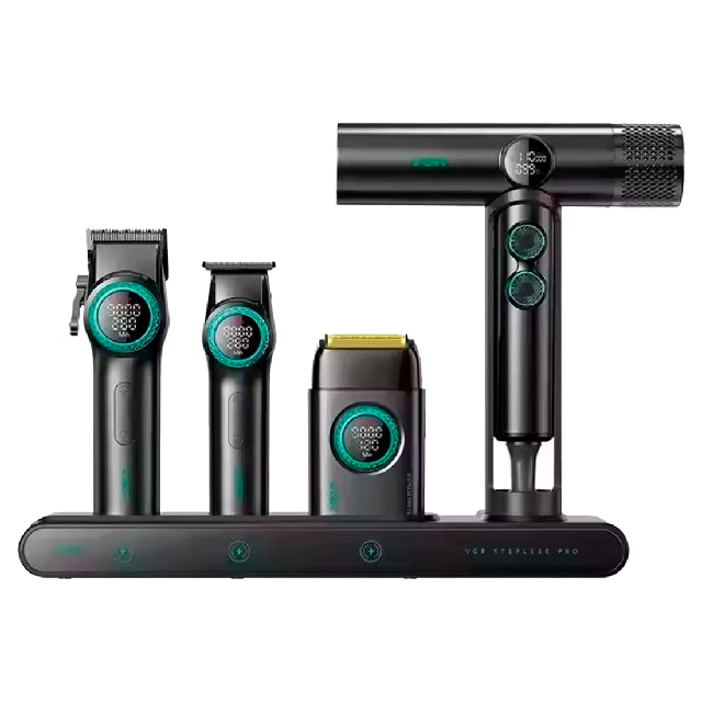 Combo Vgr Stepless Pro 4 En 1 Clipper Trimmer Shaver Y Secadora Negro Emp 4