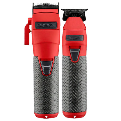 Combo Babyliss Fx One Clipper Trimmer Y Cargador Con 2 Pilas Rojo
