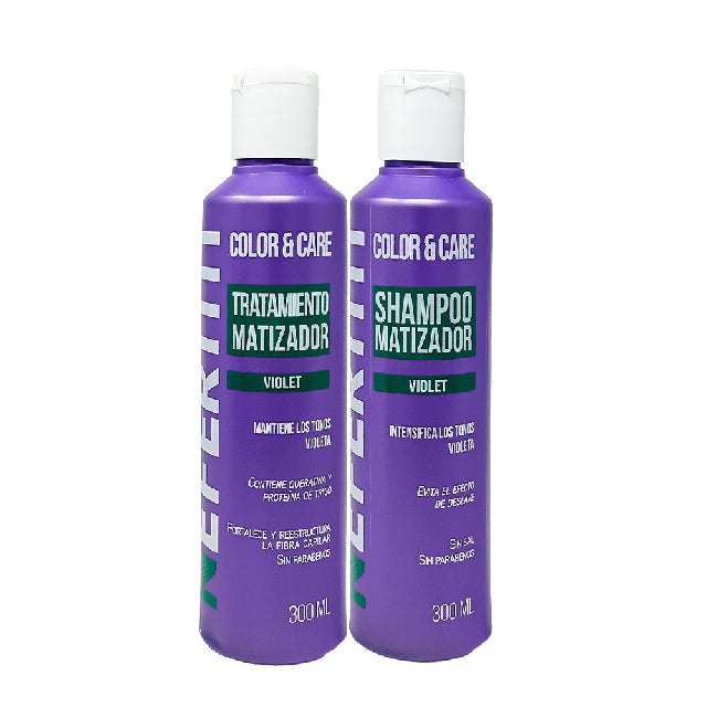 Combo Matizador Nefertiti Violet Shampoo Y Tratamiento