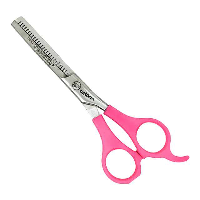 Tijera Astoria Entresacado Mango Plastico Rosa 1206T-Rosa