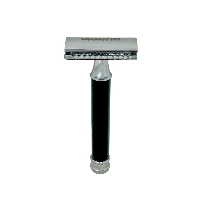 Rastrillo Astoria Negro Y Plata Recto Sr-201-B