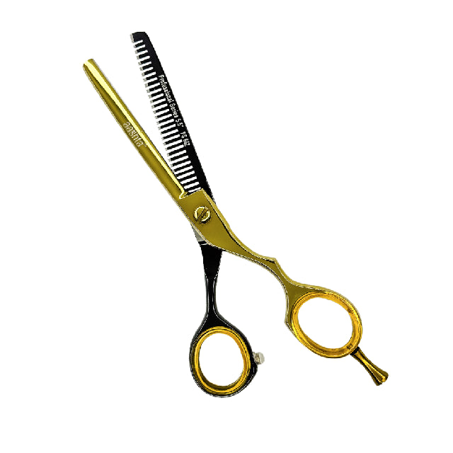 Combo Tijeras Aashta 5.5" Dorado Negro Picbsk-90