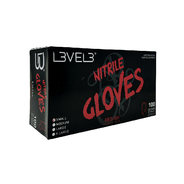 Caja Guante Level3 Nitrilo ROJO CHICO 100pza