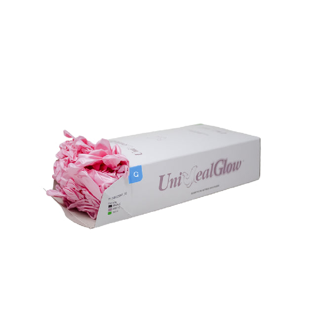 Caja Guante Uniseal Nitrilo Rosa Metalico Grande 100Pza