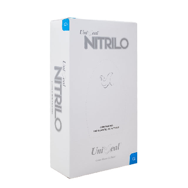 Caja Guante Uniseal Nitrilo Plata Grande 100Pza