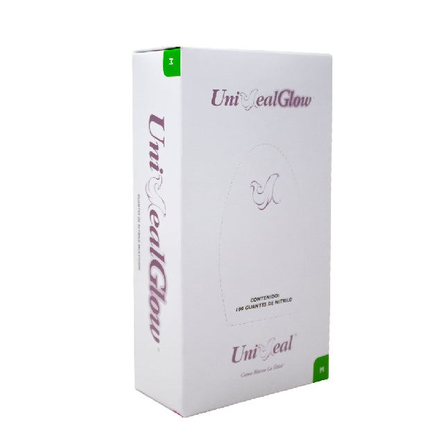 Caja Guante Uniseal Nitrilo Rosa Metalico Mediano 100Pza