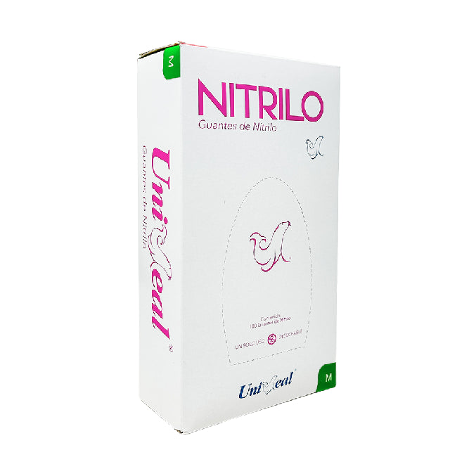 Caja Guante Uniseal Nitrilo Rosa Mediano 100Pza