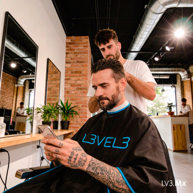 L3VEL3 CAPE WITH RUBBER NECK (BLACK W/BLUE TRIM)
