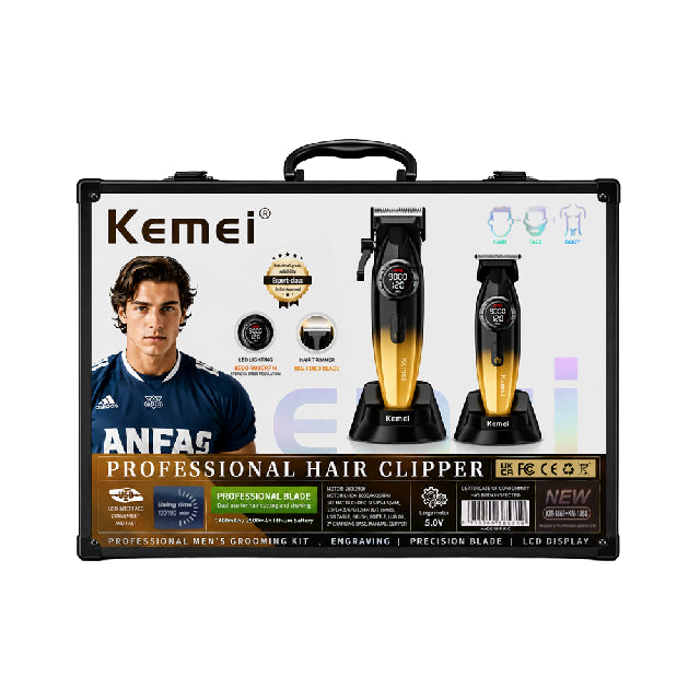 Combo Kemei Clipper y Trimmer Dorado KM-1867 + KM-1868 Emp 10