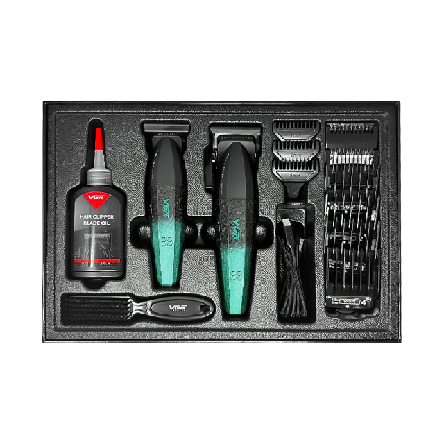 Combo VGR Clipper y Trimmer Verde Negro V-640 Emp 20