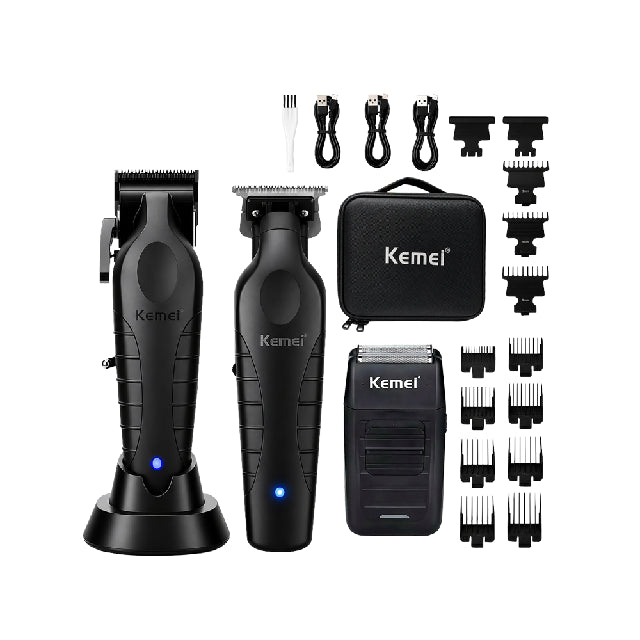 Combo Kemei Clipper Trimmer y Shaver Negro