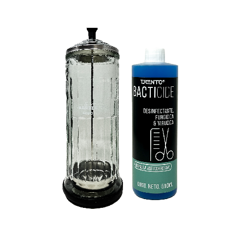 Vaso Desinfectante Lobo Barber Pro 1765-00 + Desinfectante Bacticide 500ml
