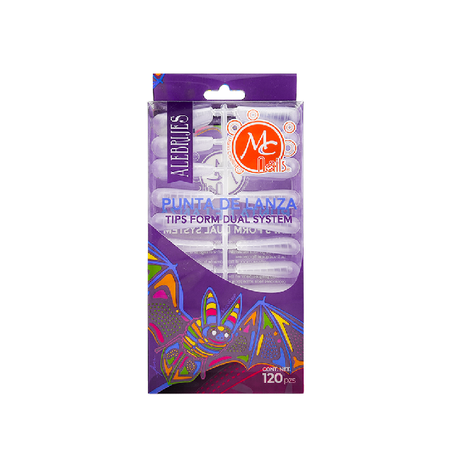 Tips Mc Dual System Form Punta De Lanza Transparente 120 Pz Mctp022